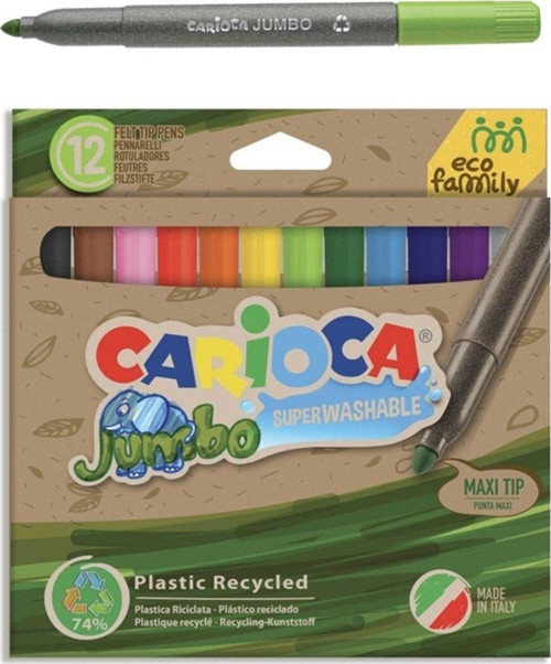Carioca Eco Family Jumbo Süper Yıkanabilir Keçeli Boya Kalemi 12'Li