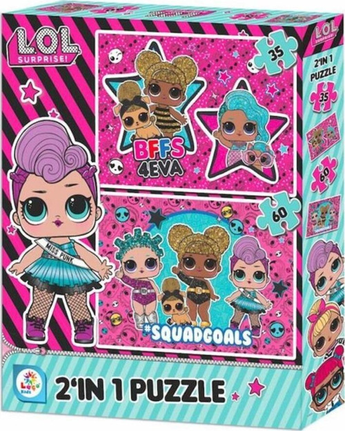 Lol7583 Laço Kids L.O.L. 2'Li Puzzle / 35+60 Parça Puzzle