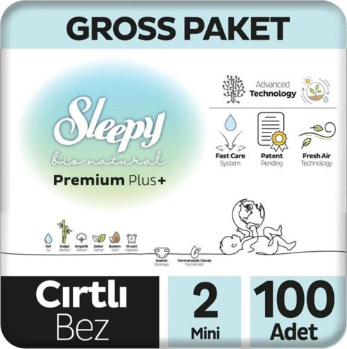 Sleepy Bio Natural Bebek Bezi Gross Paket 2 Beden 3-6 Kg 100 Adet
