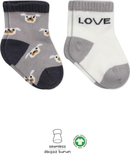 Bistyle Love Dog Penye Soket Çorap 2'Li Bs10118 Gri