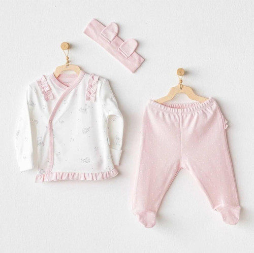 Andywawa Ac25647 Cuddly Bunny Bear 3'Lü Zıbın Set Pink