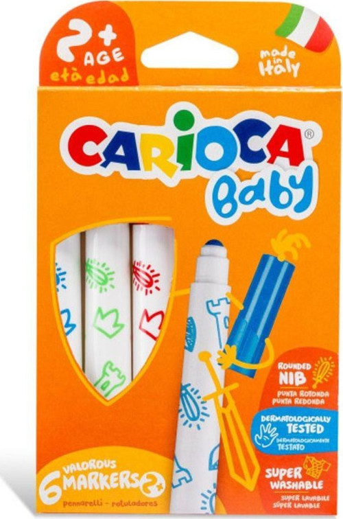 Carioca Jumbo Bebek Süper Yıkanabilir Keçeli Boya Kalemi 6'Lı +2 Yaş