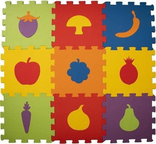 9 Adet 33x33 Meyveler Eğitici Oyun Karosu Yer Matı Eva Puzzle Minder 9 Parça Eği