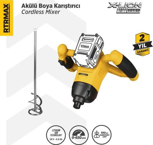 RTX1882B Şarjlı Boya ve Harç Karıştırıcı - Akü Hariç