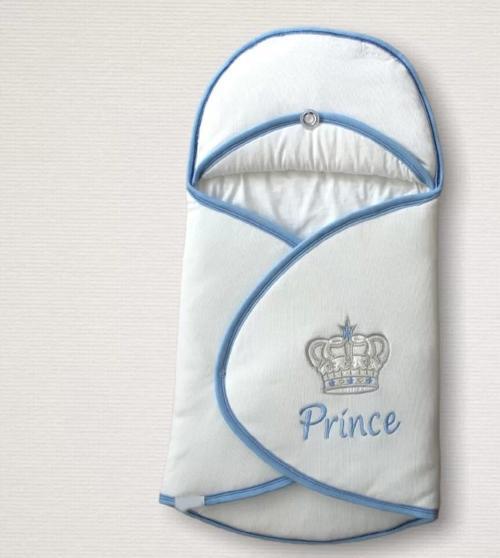 Yenidoğan Prince Nakışlı Çizgi Efektli Kız Bebek Klasik Kundak Bebek Battaniyesi Ekru