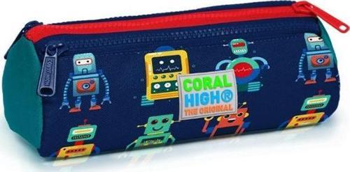 Kids Lacivert Civit Robot Desenli Üç Bölmeli Kalem Çantası 22324