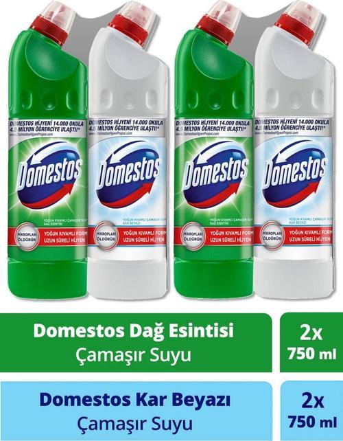 Çamaşır Suyu 750 ml X 4 Adet (Dağ Esintisi 750 ml x 2 Adet + Kar Beyazı 750 ml x 2 Adet)