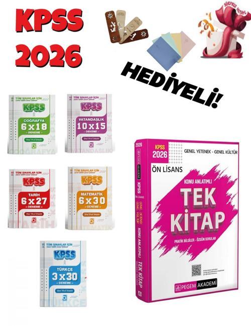 2026 KPSS GYGK Ön Lisans Konu Anlatımlı Tek Kitap ve Deneme Seti 6 Kitap Bigelio ve Pegem Yayıncılık