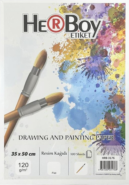 Kaliteli Resim Kağıdı ( Resim Kartonu ) 35 x 50 Cm - 120Gr. 100'lü Paket