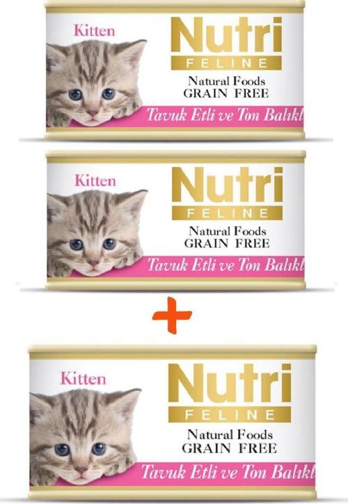 Tahılsız Tavuk Etli & Ton Balıklı Yavru Yaş Kedi Maması 85 gr x 3 Adet
