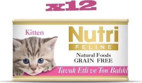 Tahılsız Tavuk Etli & Ton Balıklı Yavru Yaş Kedi Maması 85 gr x 12 Adet