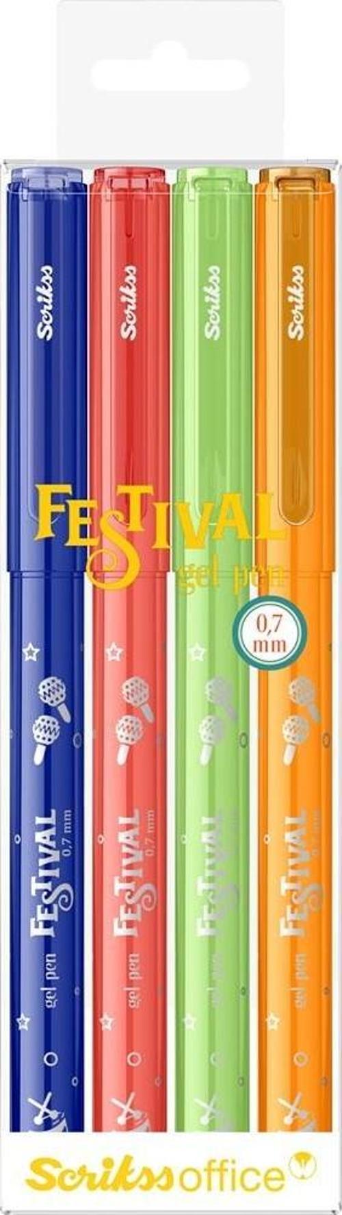 Festival Jel Tükenmez Kalem 0.7 mm Vivid Renkler 4'Lü