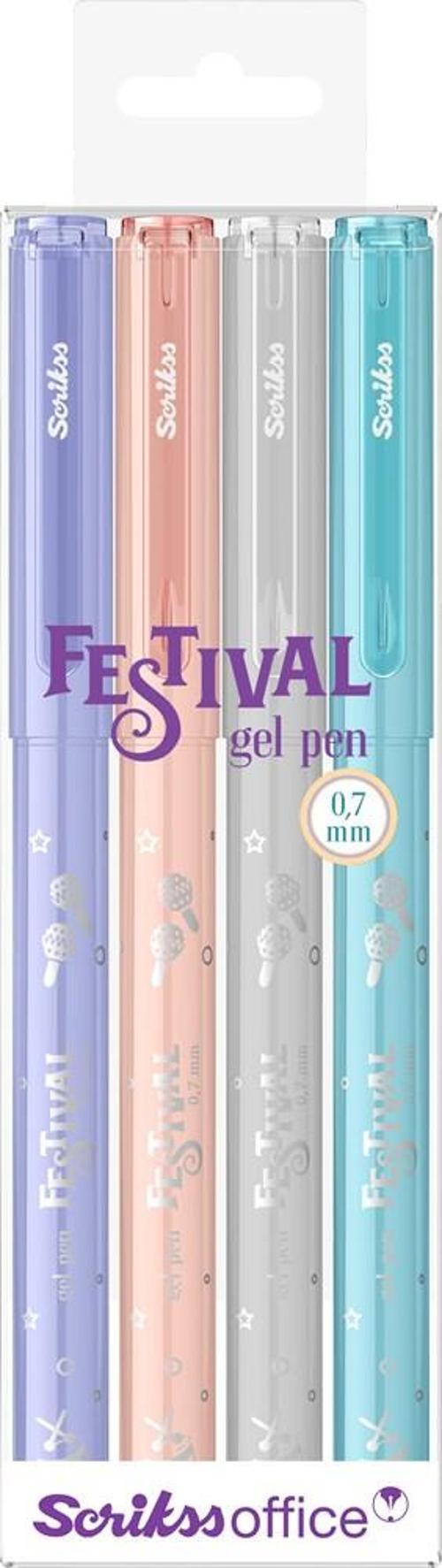 Festival Jel Tükenmez Kalem 0.7 mm Pastel Renkler 4'Lü