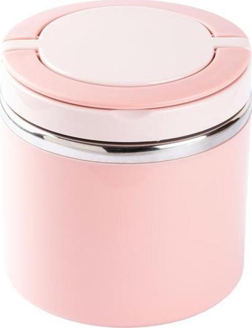 TEDEMEI PEMBE PASLANMAZ ÇELİK YUVARLAK YEMEK TAŞIMA KABI 630ML