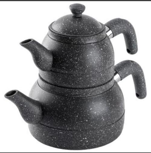 Orta Boy Gri Granit Çaydanlık Takımı   980/1700ML (Elvin Home Concept)