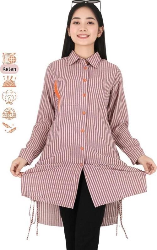 Kadın Gömlek Pamuklu Keten Kumaş iç Göstermez Uzun Kol Cepli Tam Kalıp OPKG25KADOMOD44