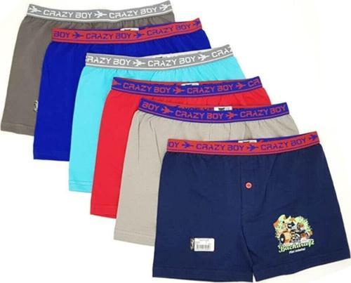 6 Lı Paket Tutku Erkek Çocuk Elastan Pamuk Baskılı Boxer 0253