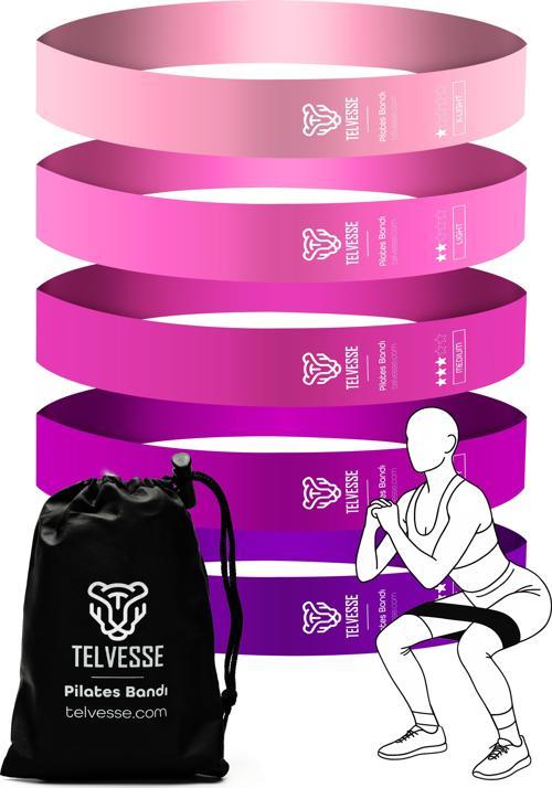 5 Farklı Direnç Çantalı Latex Pilates Aerobik Egzersiz Squat Lastiği Loop Bant Kapalı Uç Pembe Ton