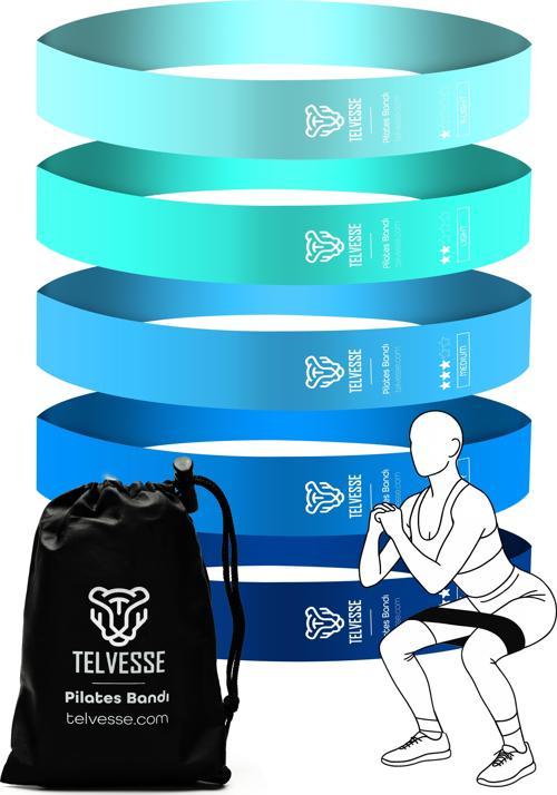 5 Farklı Direnç Çantalı Latex Pilates Aerobik Egzersiz Squat Lastiği Loop Bant Kapalı Uç Mavi Ton