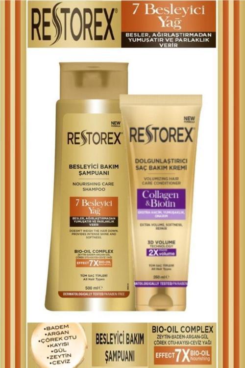 Besleyici Bakım Şampuanı 500 Ml+Collagen&Biotin Saç Bakım Kremi 250 Ml