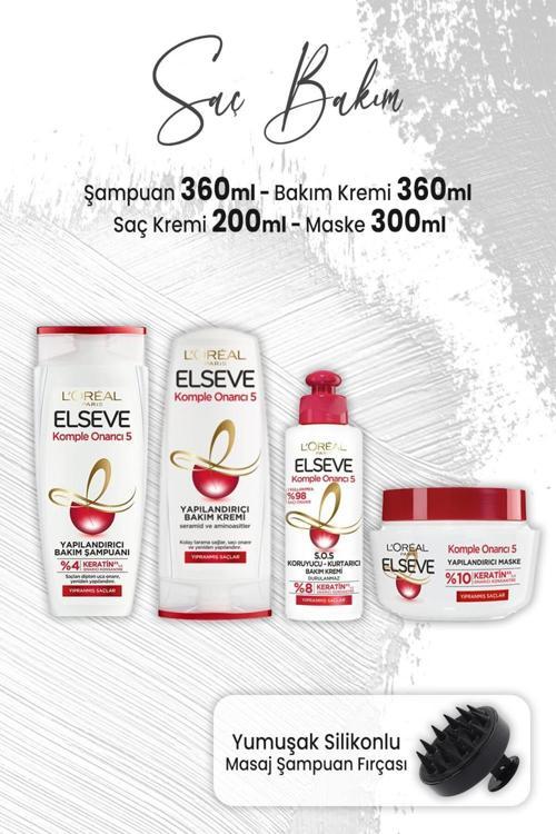 Komple Onarıcı 5 Yapılandırıcı Bakım Seti 2 Ve Masaj Şampuan Fırçası Siyah