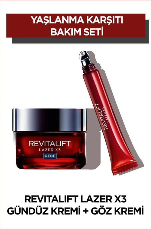 L'Oreal Paris Revitalift Lazer X3 Yoğun Yaşlanma Karşıtı Gece Kremi 50 Ml + Lazer X3 Yaşlanma Karşıtı Göz Kremi