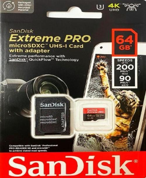 64GB Extreme Pro MicroSDXC Hafıza Kartı (200mb/s)