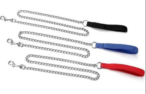 Siyah Tekstil Saplı Zincir Gezdirme Tasması 4 Mm X 120 Cm