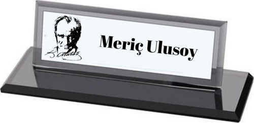 Kişiye Özel Atatürk Sluetli Kristal Masa İsimliği