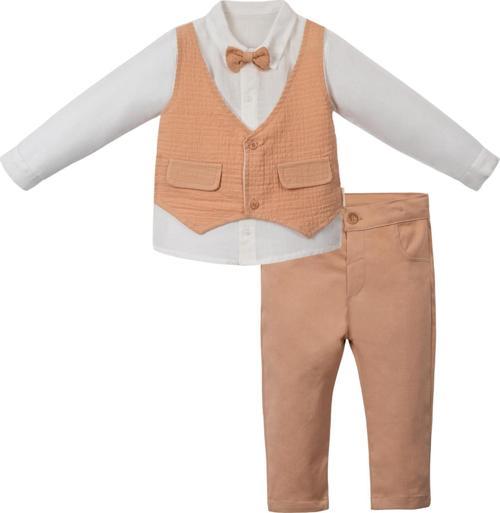 YELEKLİ GÖMLEK PANTOLON TAKIM Camel