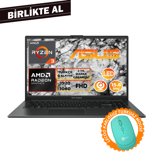 Vivobook Go 15 Ryzen 3 7320U 8GB 512GB SSD 15.6" FHD Freedos + Mouse E1504FA-NJ097 018