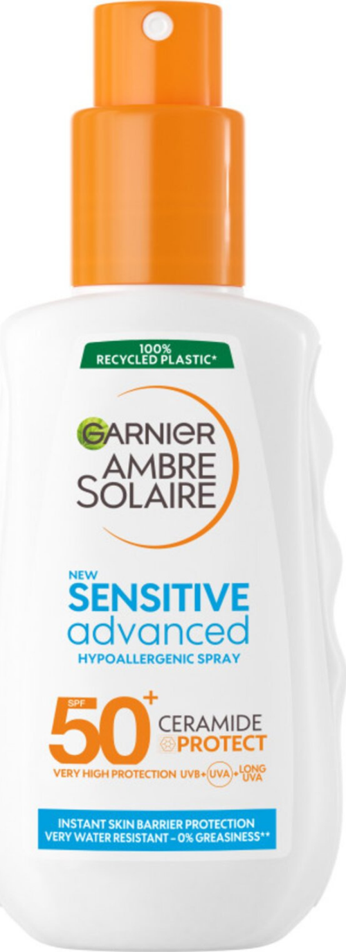 Ambre Solaire Hipoalerjenik Güneş Spreyi SPF 50+ – 150 ml | Hassas Ciltler İçin Yüksek Koruma, Parfümsüz, Suya Dayanıklı