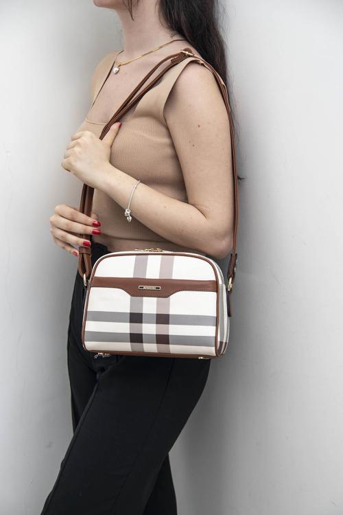 Kadın Çapraz Çanta 1093-42356 SİLVER POLO ÇAPRAZ BAYAN ÇANTASI MK48 KREM-MAT TABA