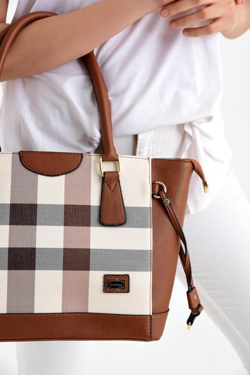 Kadın Omuz Çantası 907-29931 Silver Polo M48 KREM-MAT TABA