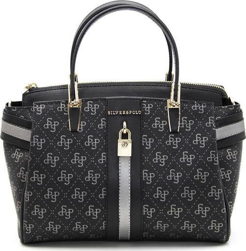 Kadın Omuz Çantası 1103-42965 Silver Polo M178 Siyah Platin-Mat Siyah