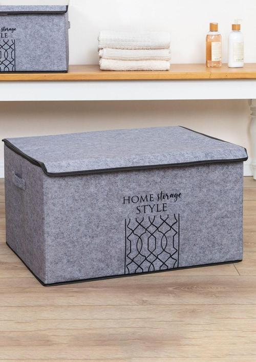 Keçe Kapaklı Çok Amaçlı Mega Plus Kutu Gri 57X41X31 Cm