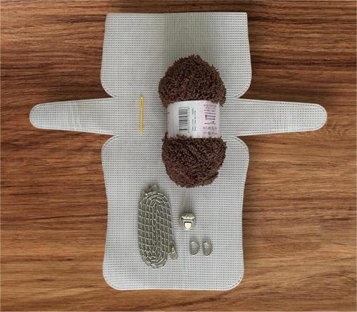 Plastik Kanvas Çanta Seti Büyük Boy - Anakuzusu Kahverengi İpli