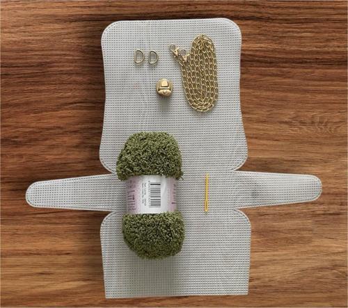 Plastik Kanvas Çanta Seti Büyük Boy - Anakuzusu İp Yeşil
