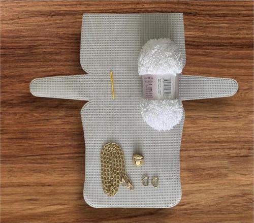 Plastik Kanvas Çanta Seti Büyük Boy - Anakuzusu  İp Beyaz