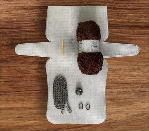 Plastik Kanvas Çanta Seti Büyük Boy - Anakuzu Kahverengi İpli