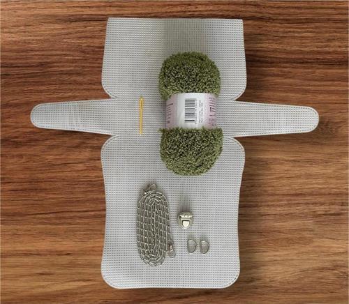 Plastik Kanvas Çanta Seti Büyük Boy - Anakuzusu Yeşil İpli