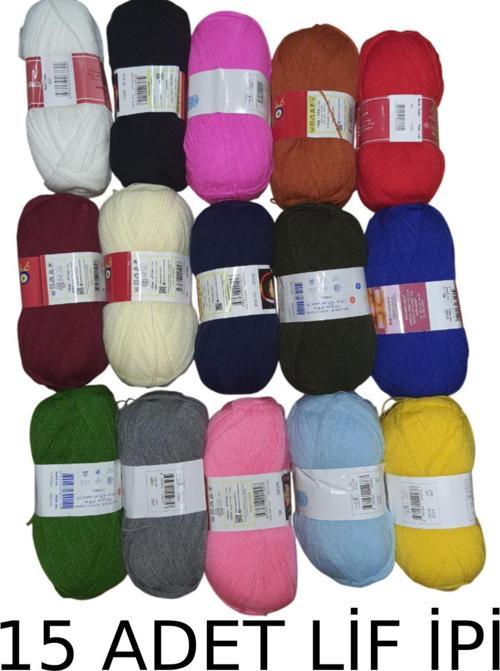 15 Adet Lif İpi Kristal Makine Orlonu Karışık Renk Set No4