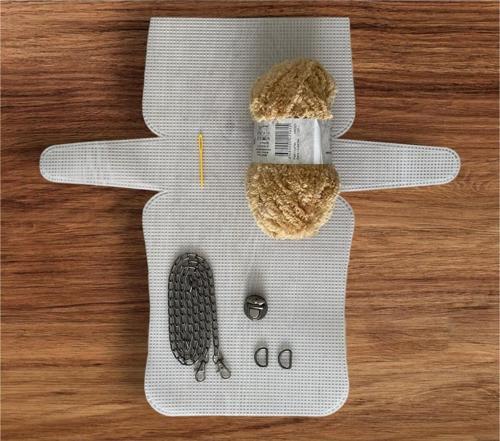 Plastik Kanvas Çanta Seti Büyük Boy - Polar Deve Tüyü İpli