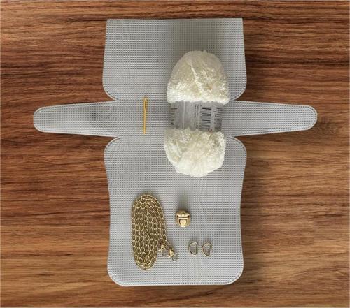 Plastik Kanvas Çanta Seti Büyük Boy - Polar  İp Krem