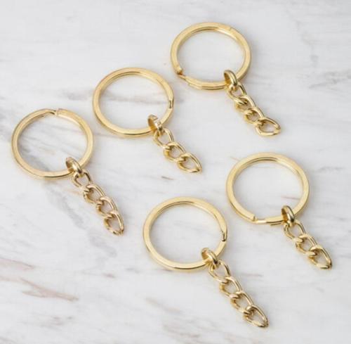 50 Adet Zincirli Anahtarlık Halkası Amigurumi Makrome Anahtarlık 2.5 Cm Gold – Anahtarlık