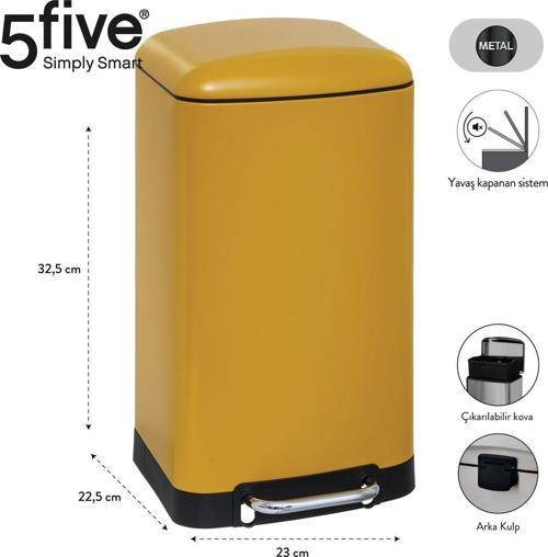 5Fıve Arıane - Metal Pedallı 30 Lt Çöp Kutusu / Sarı