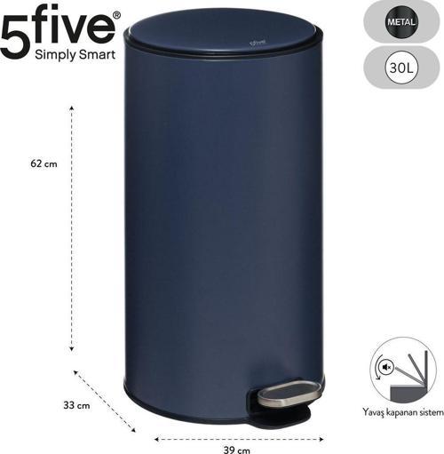 5Fıve Delta - Petrol Mavisi - 30 Lt Pedallı Çöp Kovası