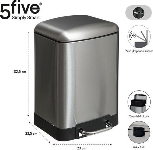 5Fıve Arıane - Metal Pedallı 6 Lt Çöp Kutusu / Inox