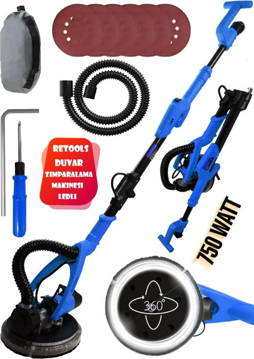 LEDLİ ALÇI ZIMPARALAMA MAKİNASI 750W MAVİ
