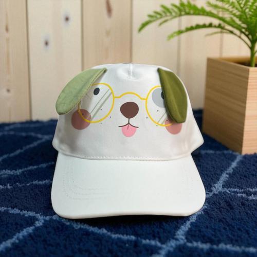 1/3 YAŞ GÖZLÜKLÜ KÖPEKLİ ERKEK ÇOCUK KEP (48-50 CM) BEYAZ